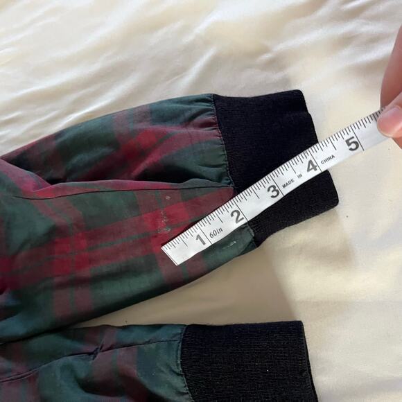 Vtg Y2K Red Green Tartan Plaid Pullover Windbreaker Sweatshirt Sz L Preppy - Picture 8 of 9
